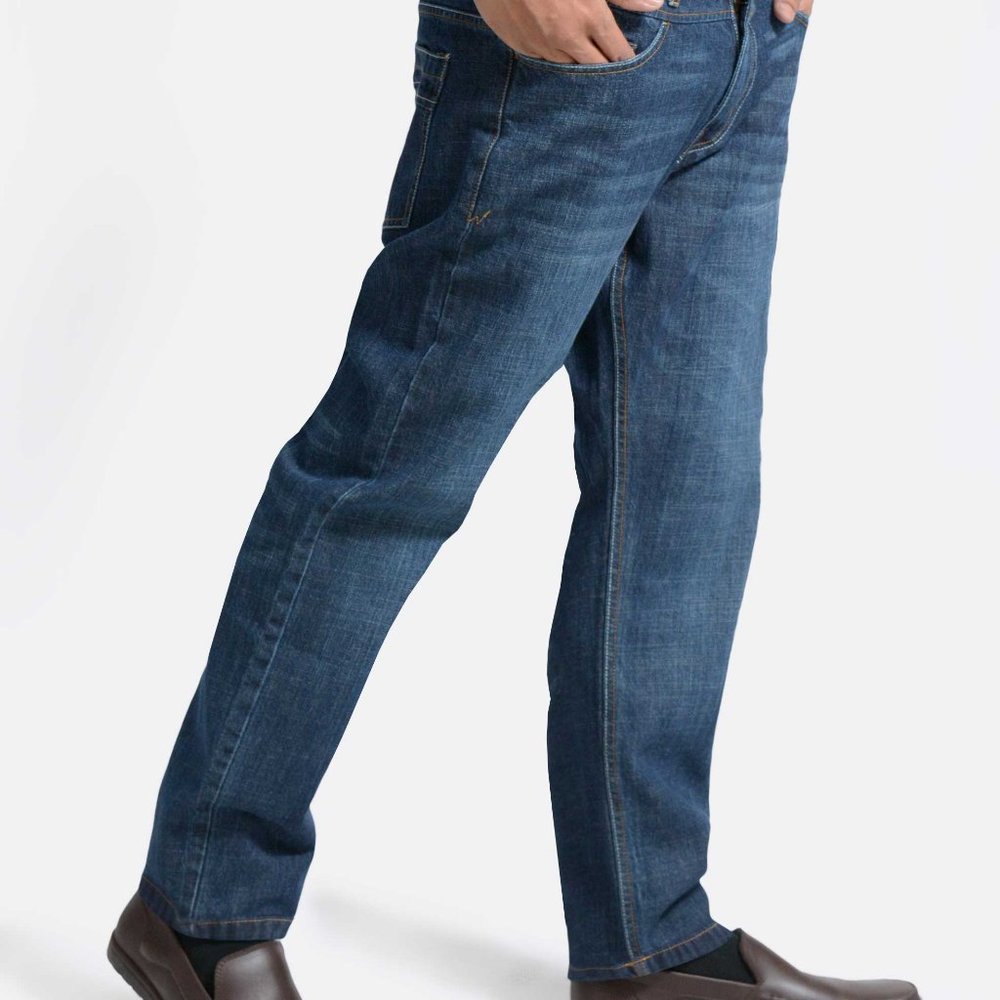 OLGYN Men’s Medium Blue Denim Pant Regular Fit - Picture 3 of 4